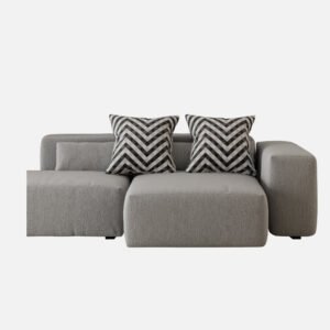 Modern Gray Sectional Sofa with Chevron Pillows