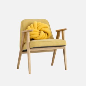 Modern Wooden Armchair with Unique Knotted Cushion