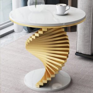 Modern White Round Metal Side Table
