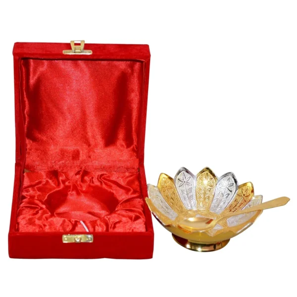 White Metal Floral Bowl Set, Gold – 2 Pieces