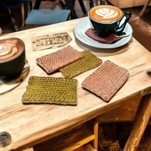 GoldCopper Plating Hammered Design Coasters 1