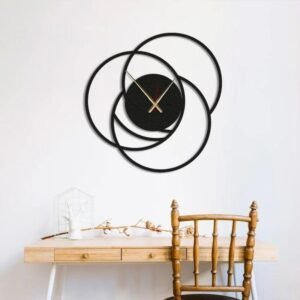Black Large Modern Metal Wall Clock 1