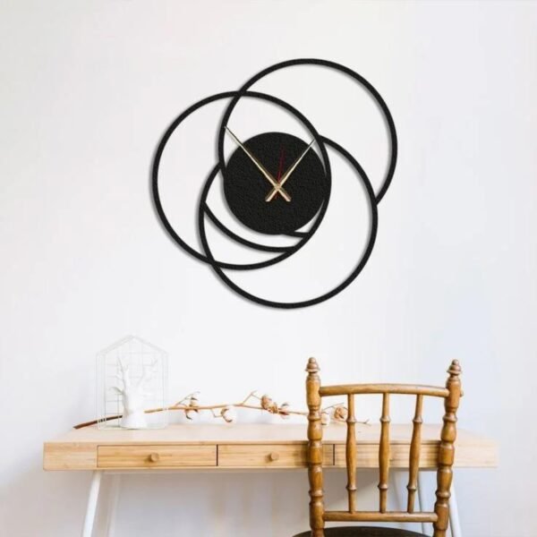 Black Large Modern Metal Wall Clock 1