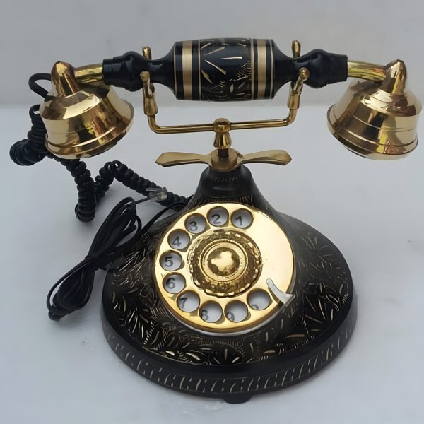 Vintage Brass Rotary Telephone – Antique-Style Collectible Phone